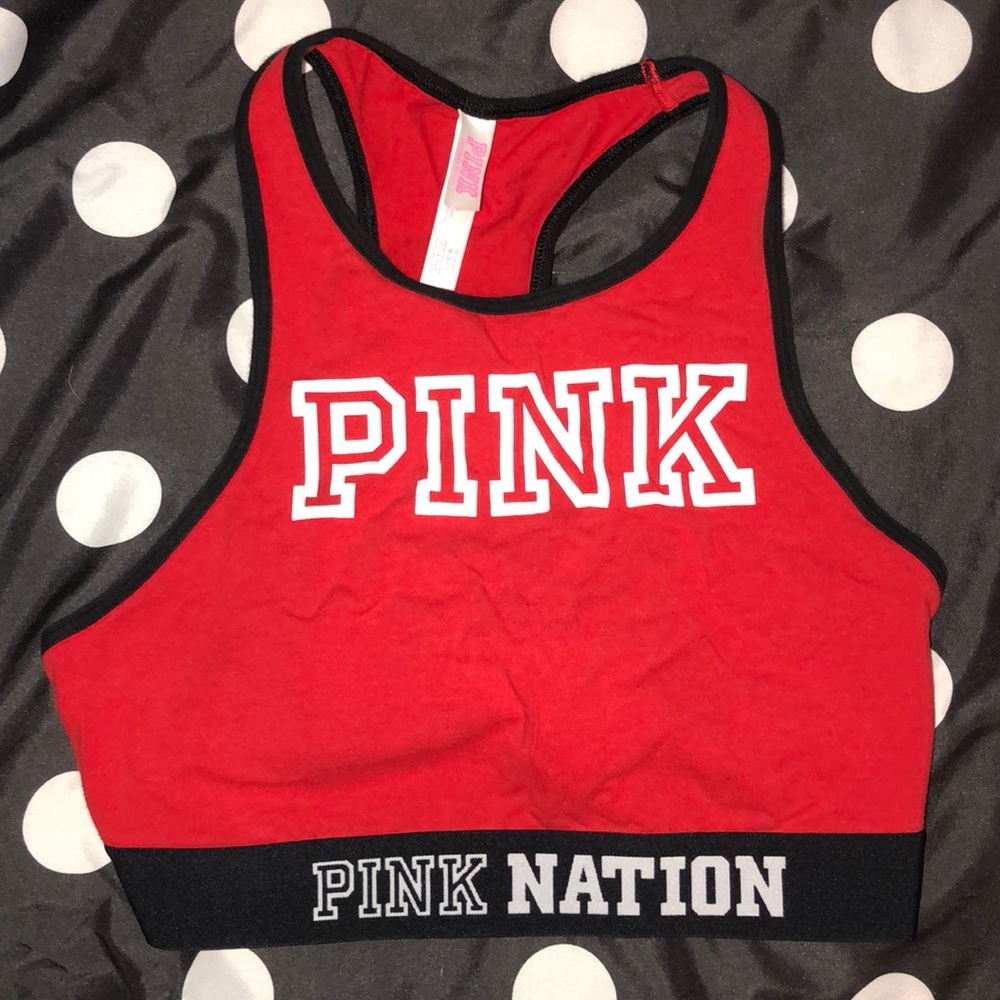 PINK red sports bra